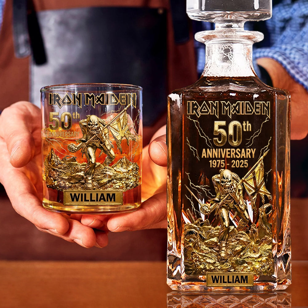 Heavy Metal Anniversary - Personalized Iron Maiden Whiskey Decanter Set