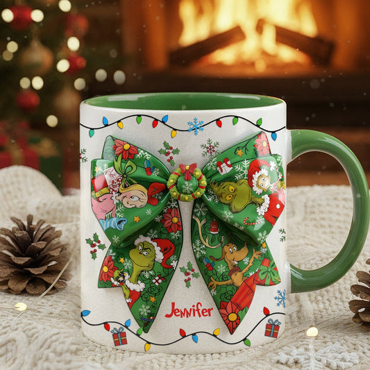Green Ribbon Mischief Naughty - Personalized Stole Christmas Accent Mug