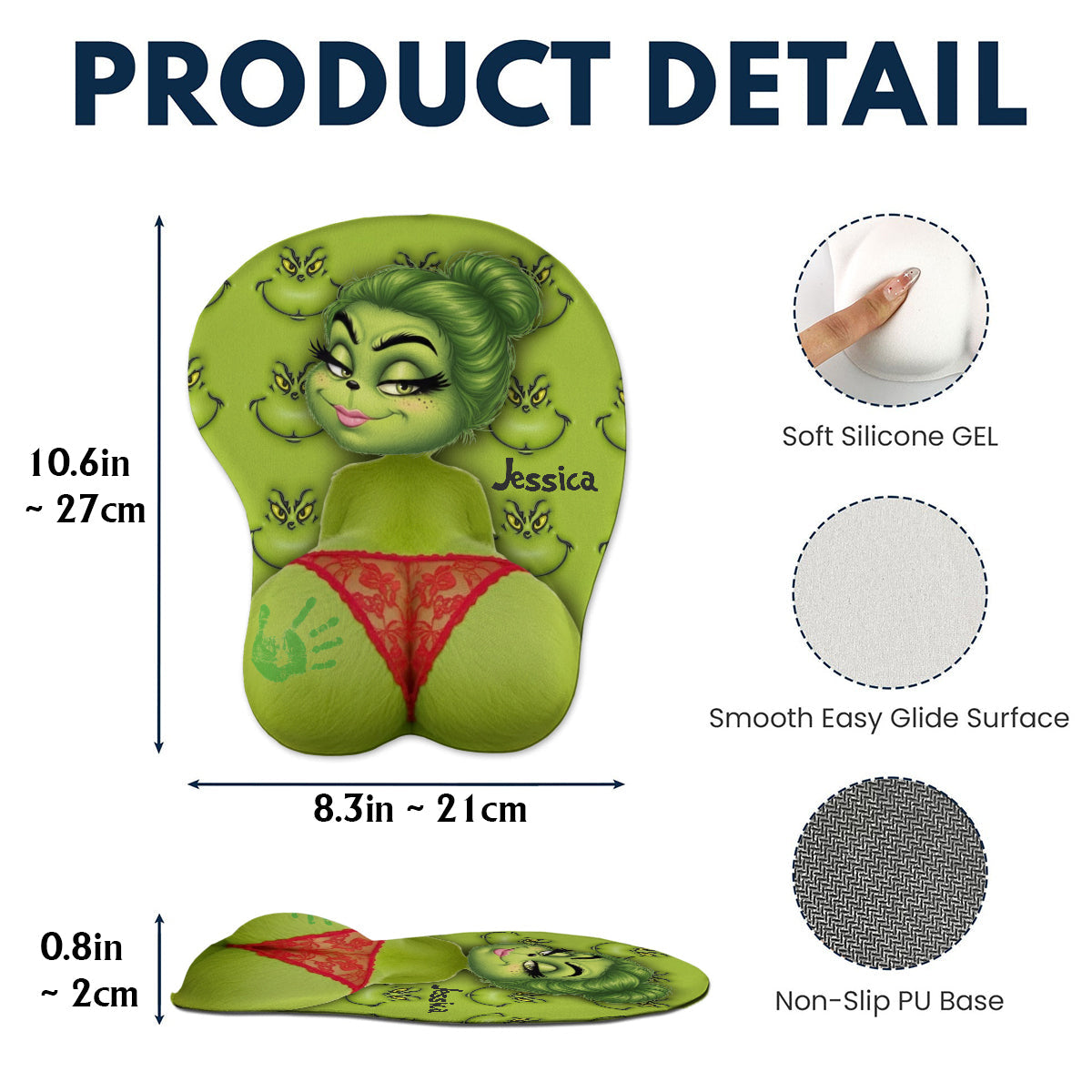 Tapis de souris 3D personnalisé « Étole de Noël » inspiré du film Green Creature