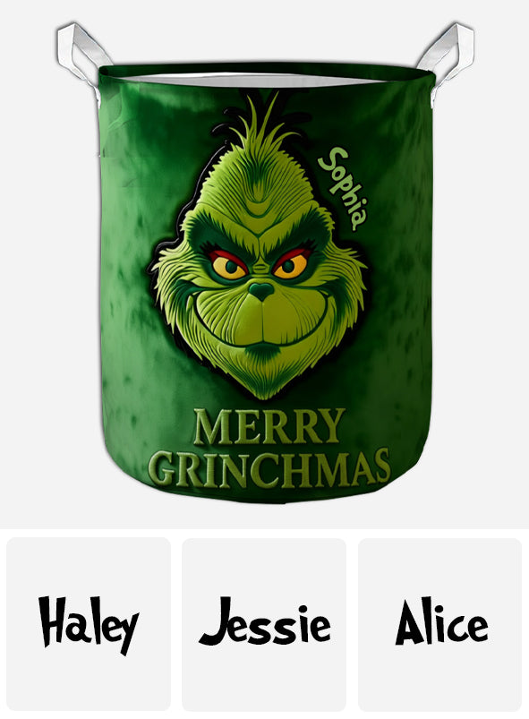 Joyeux Grinchmas - Panier de rangement personnalisé pour étole de Noël