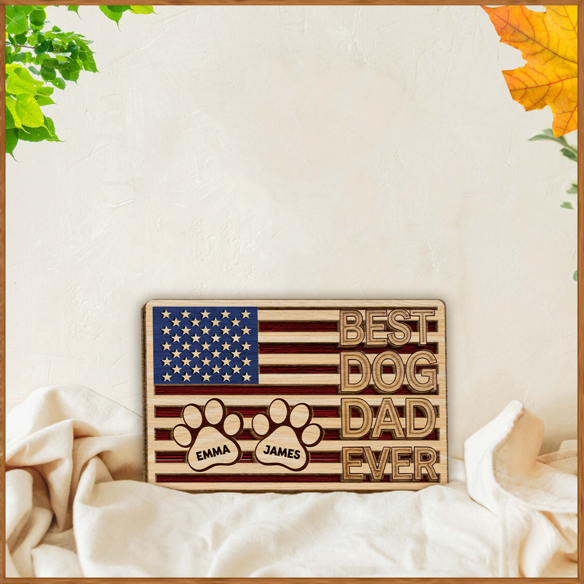 Meilleur papa de chien au monde - Plaque en bois personnalisée à 2 couches