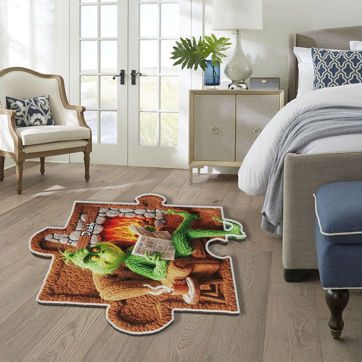 Puzzle Vie de Famille Grincheuse - Tapis de Noël antidérapant personnalisé