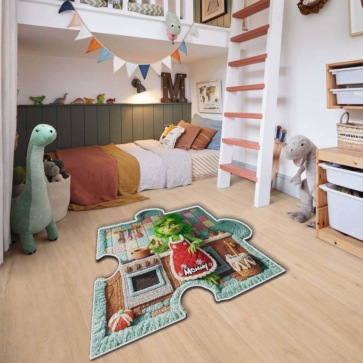 Puzzle Vie de Famille Grincheuse - Tapis de Noël antidérapant personnalisé