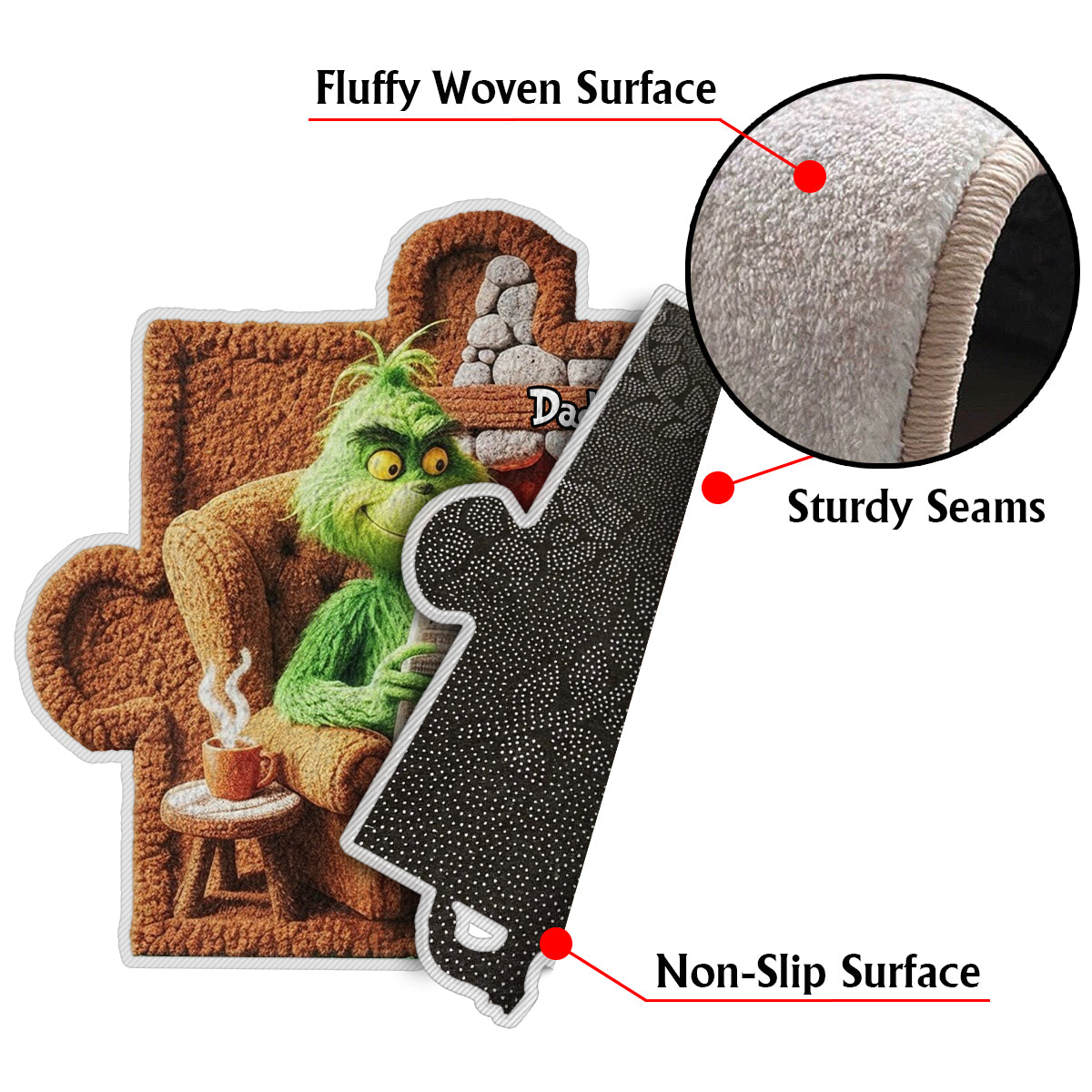 Puzzle Vie de Famille Grincheuse - Tapis de Noël antidérapant personnalisé