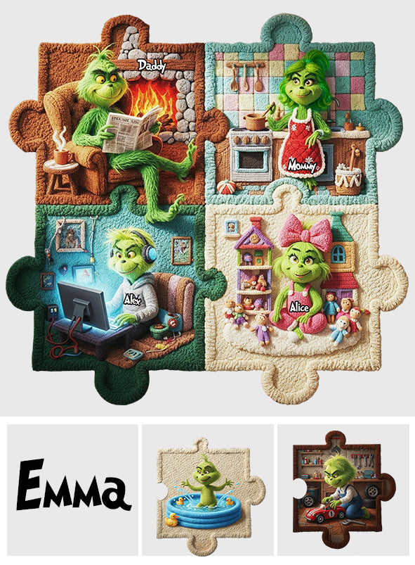 Puzzle Vie de Famille Grincheuse - Tapis de Noël antidérapant personnalisé