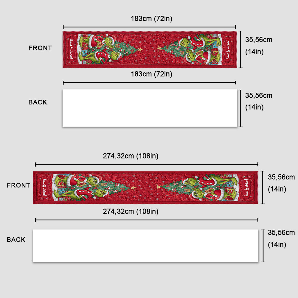 Couple Grinchmas - Chemin de table de Noël personnalisé avec étole
