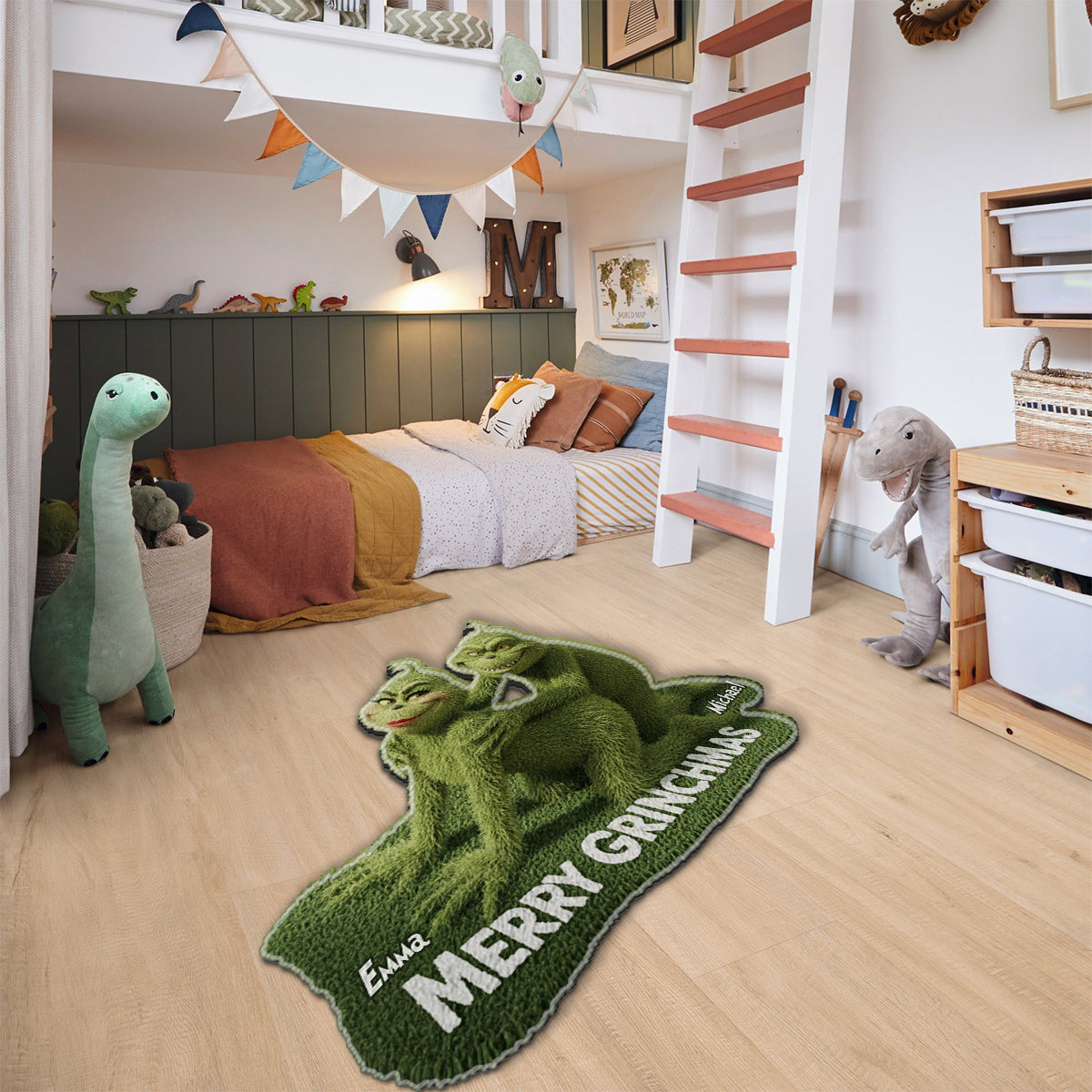 Tapis de Noël antidérapant Green Mischief Holiday - Étole personnalisée