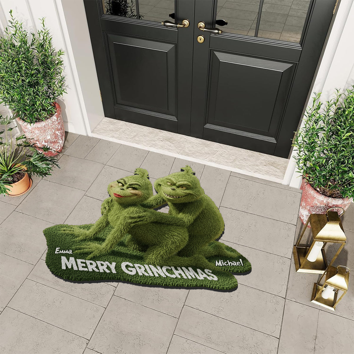 Tapis de Noël antidérapant Green Mischief Holiday - Étole personnalisée
