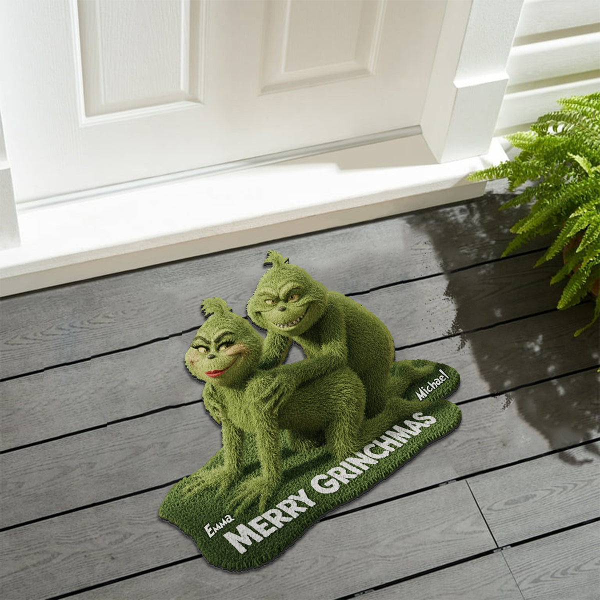 Tapis de Noël antidérapant Green Mischief Holiday - Étole personnalisée