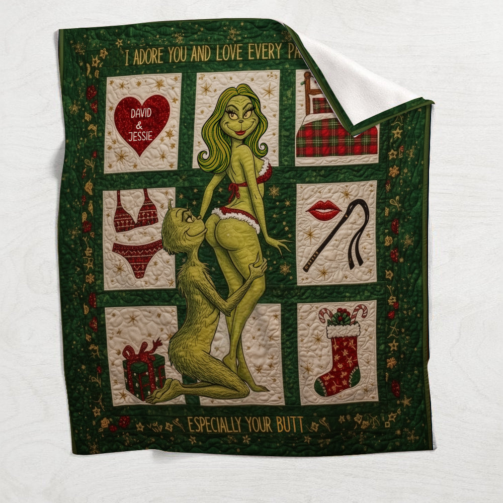 Naughty Green Love - Couverture de Noël étole personnalisée