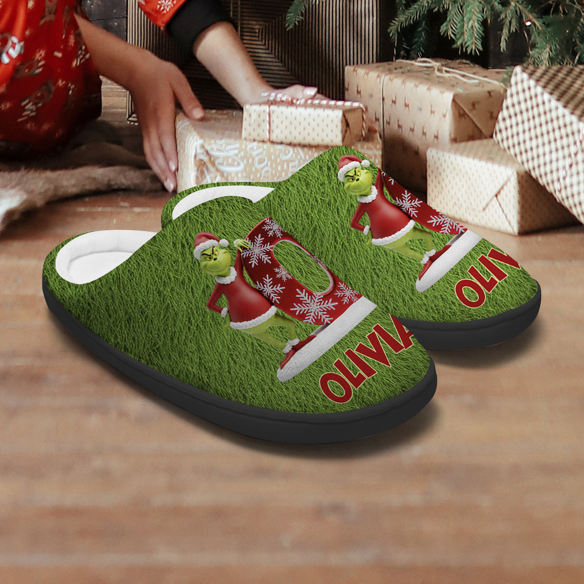 Joyeux Noël - Étole personnalisée Pantoufles de Noël