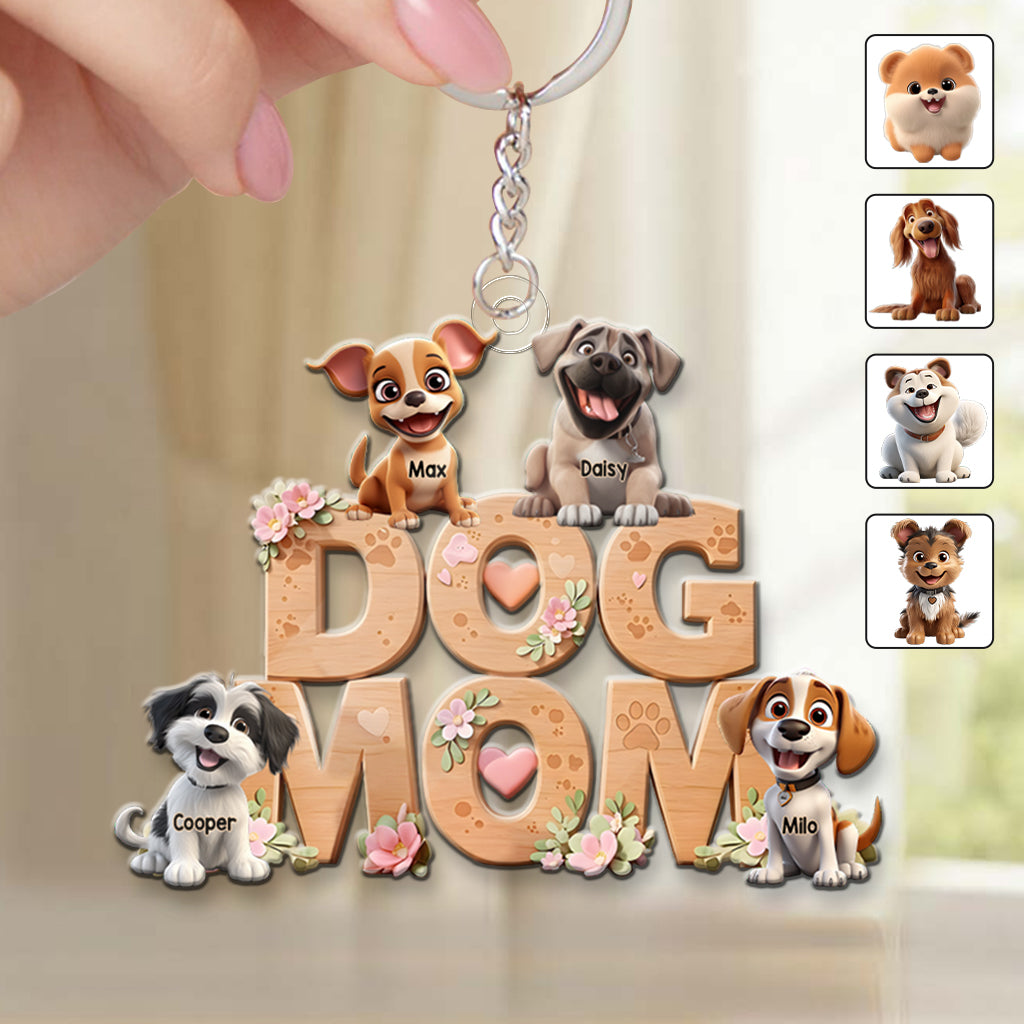 Maman de chien - Porte-clés personnalisé en forme de chien
