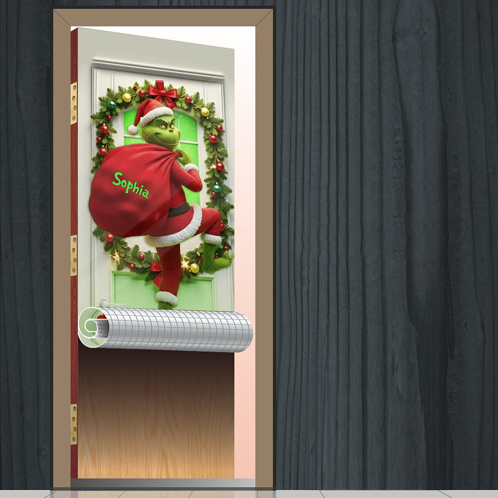 Joyeux Noël - Autocollant de porte personnalisé « Étole de Noël »