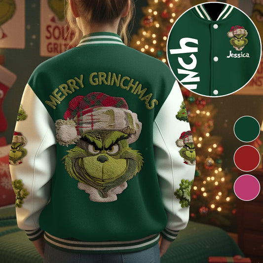 Merry Grinchmas - Personalized Stole Christmas Varsity Jacket