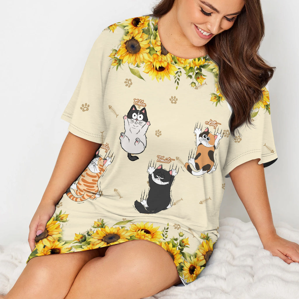 Chats mignons - Robe-t-shirt de nuit personnalisée pour chat