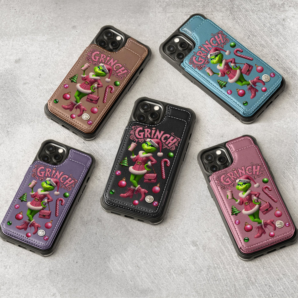 Joyeux Grinchmas - Étui portefeuille/téléphone personnalisé avec étole de Noël