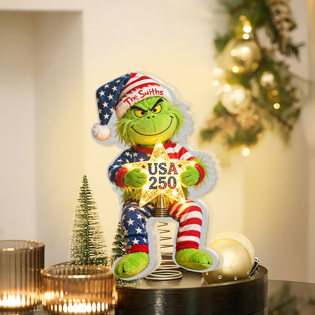 250 USA - Personalized Stole Christmas LED Light Tree Topper