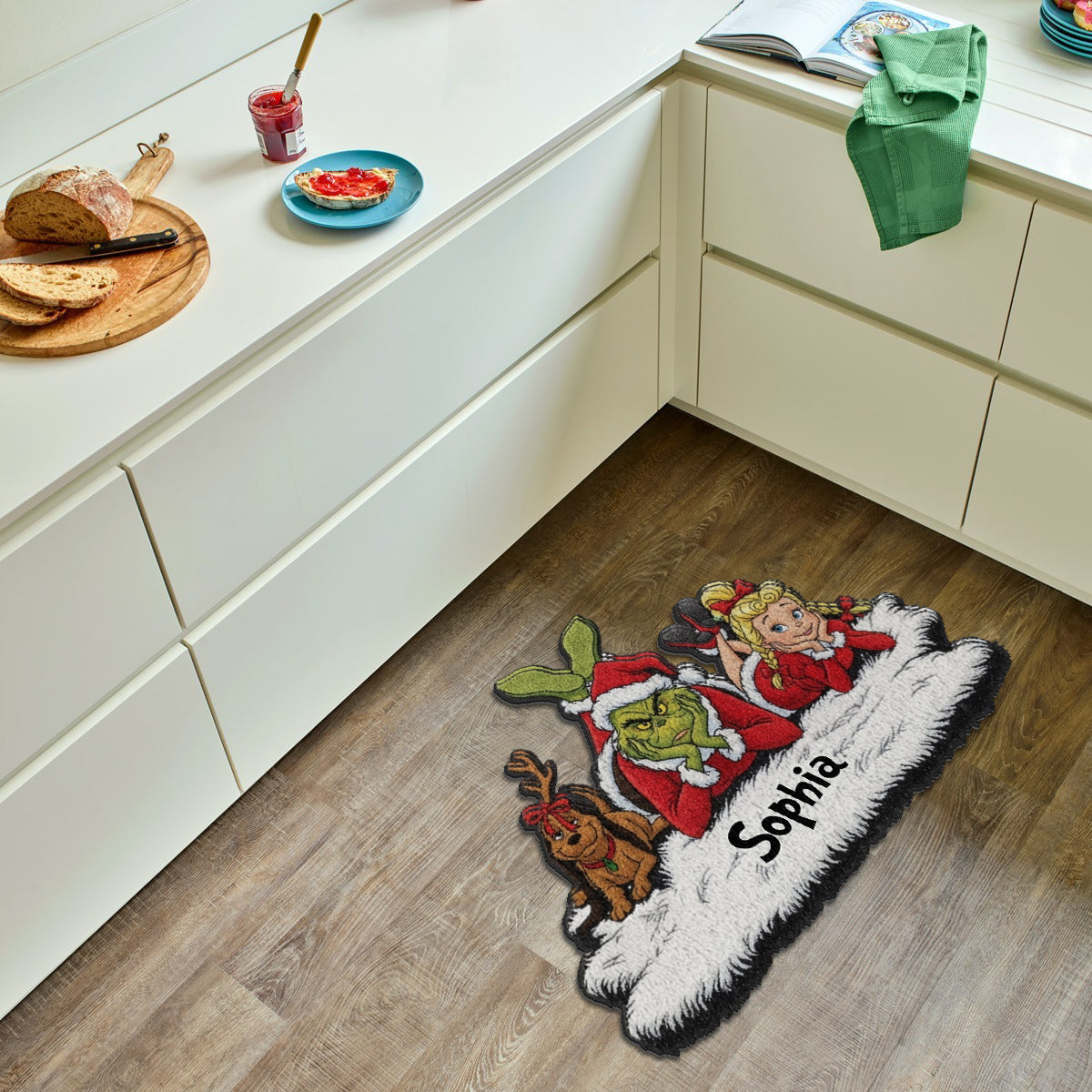 Joyeux Noël Vert - Étole de Noël personnalisée Tapis touffeté antidérapant