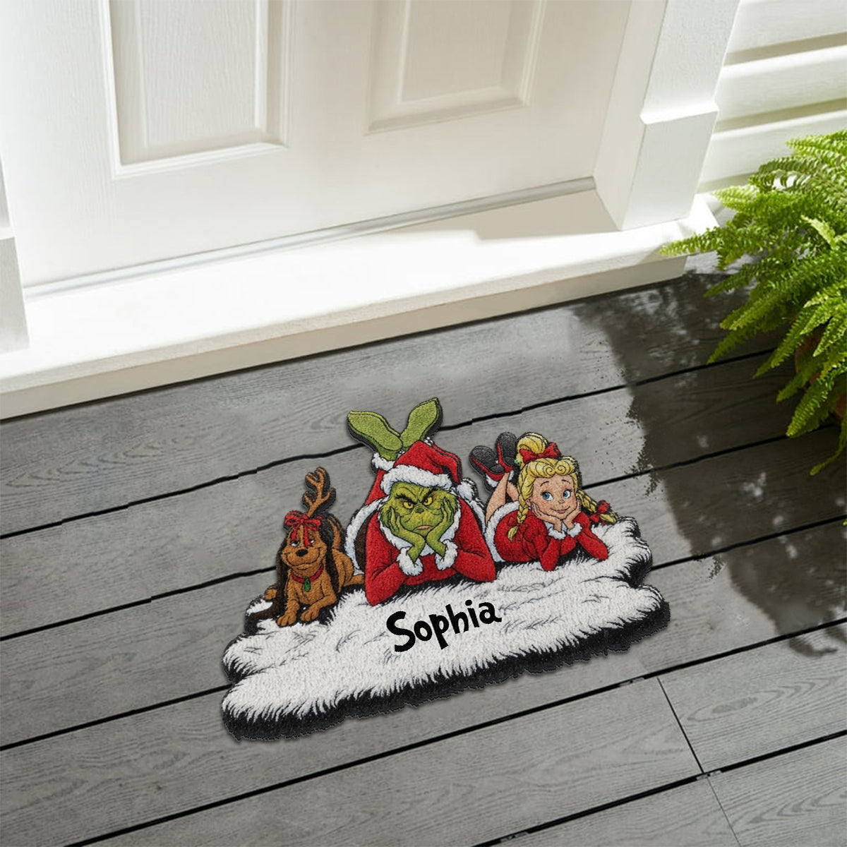 Joyeux Noël Vert - Étole de Noël personnalisée Tapis touffeté antidérapant