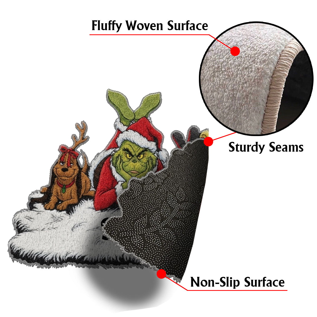 Joyeux Noël Vert - Étole de Noël personnalisée Tapis touffeté antidérapant