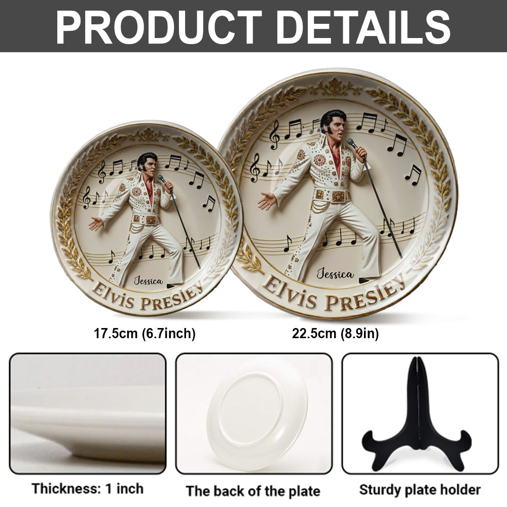 Falling In Love With You - Personalized King of Rock and Roll Ceramic Round Plate