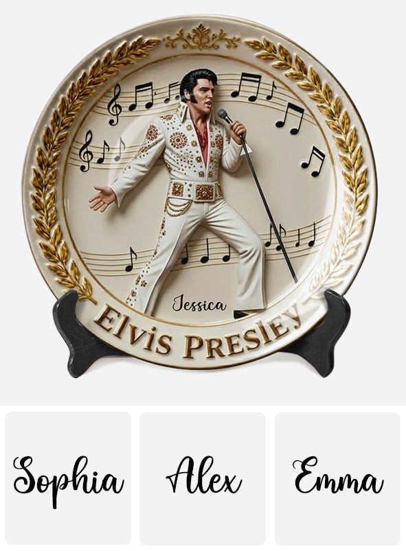 Falling In Love With You - Personalized King of Rock and Roll Ceramic Round Plate