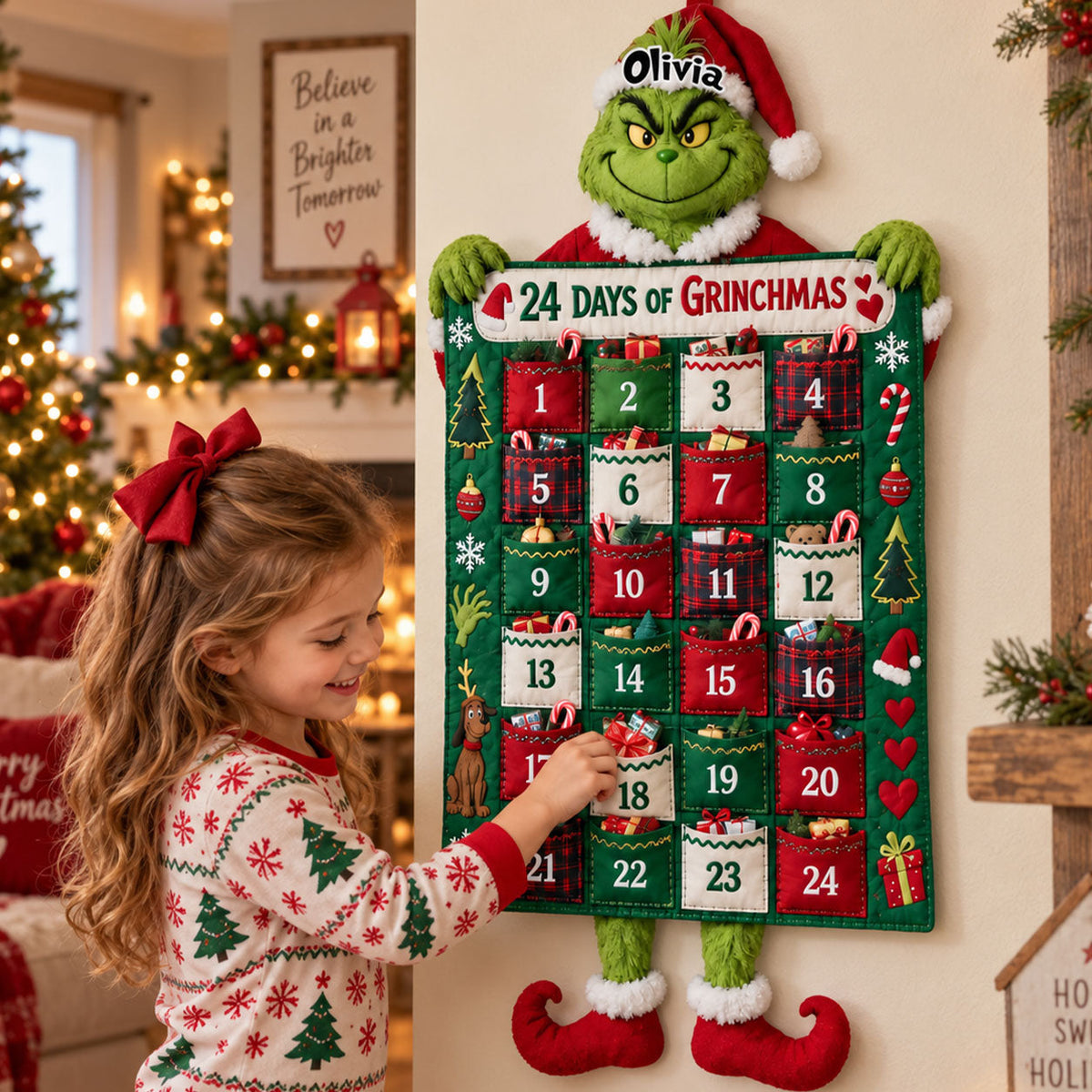 24 Days Of Christmas - Personalized Stole Christmas Fabric Advent Calendar