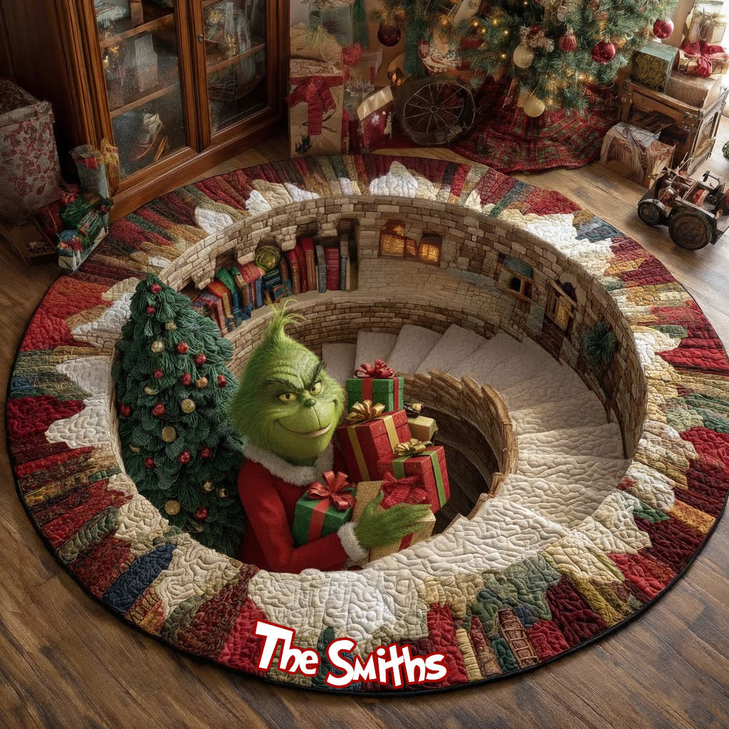 Merry Greenmas - Personalized Stole Christmas Round Rug