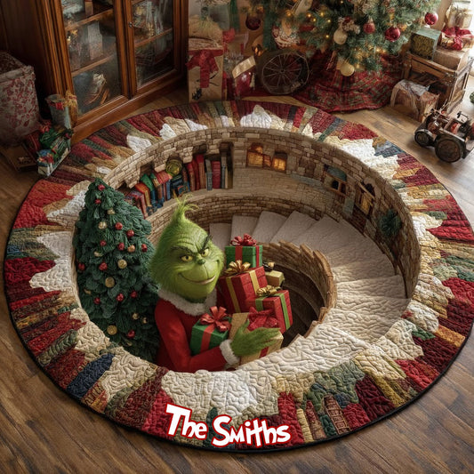 Merry Greenmas - Personalized Stole Christmas Round Rug