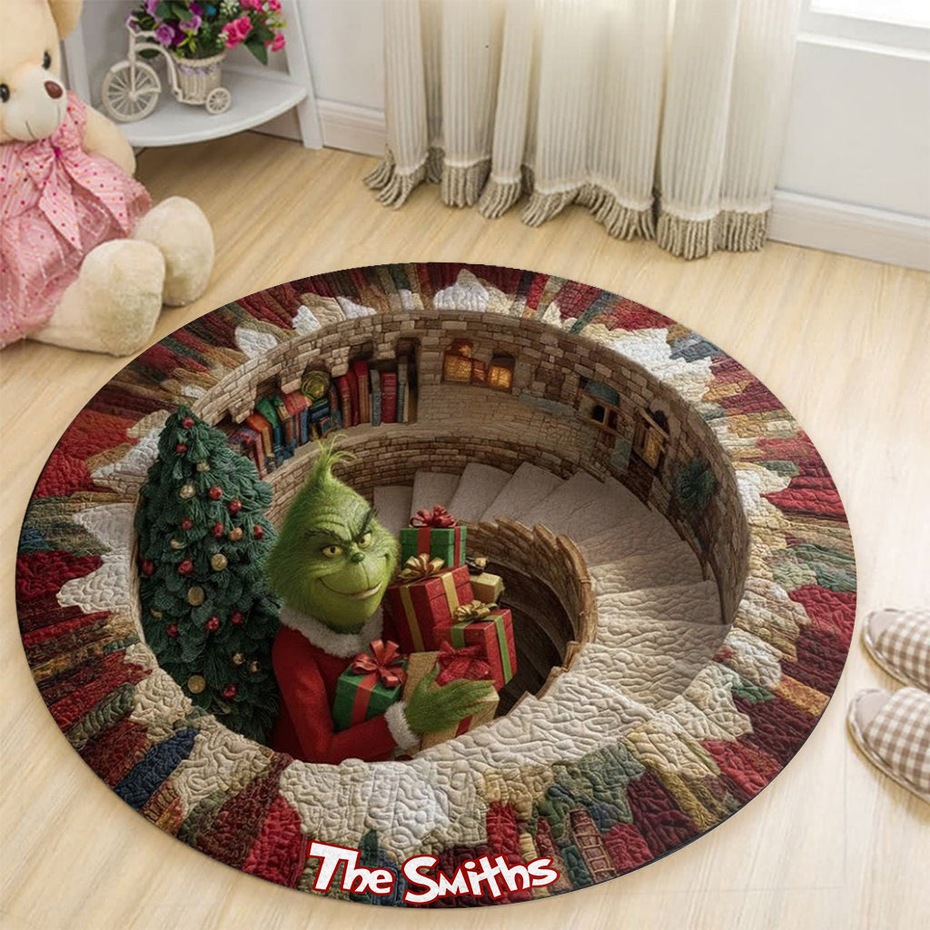 Merry Greenmas - Personalized Stole Christmas Round Rug