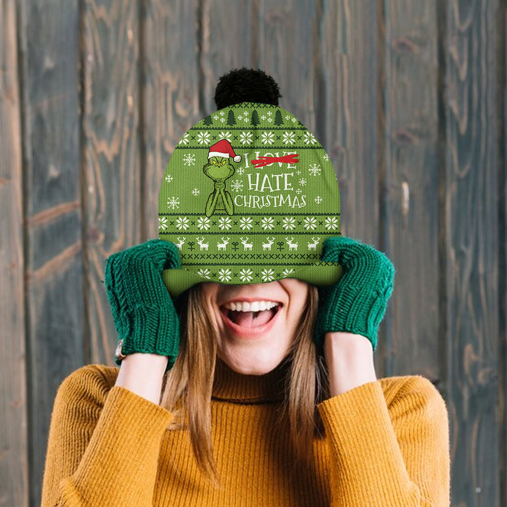 I Hate Christmas Green Monster - Personalized Stole Christmas Beanie Hat
