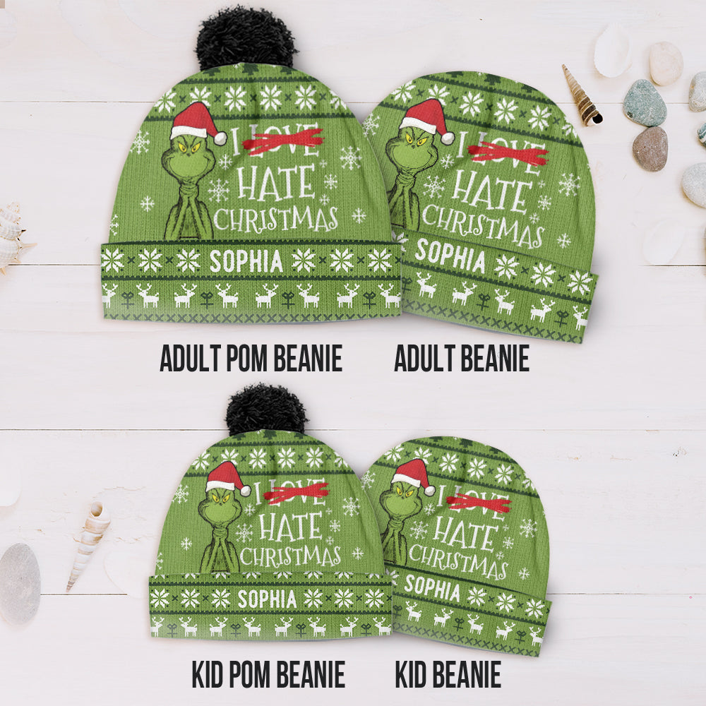 I Hate Christmas Green Monster - Personalized Stole Christmas Beanie Hat