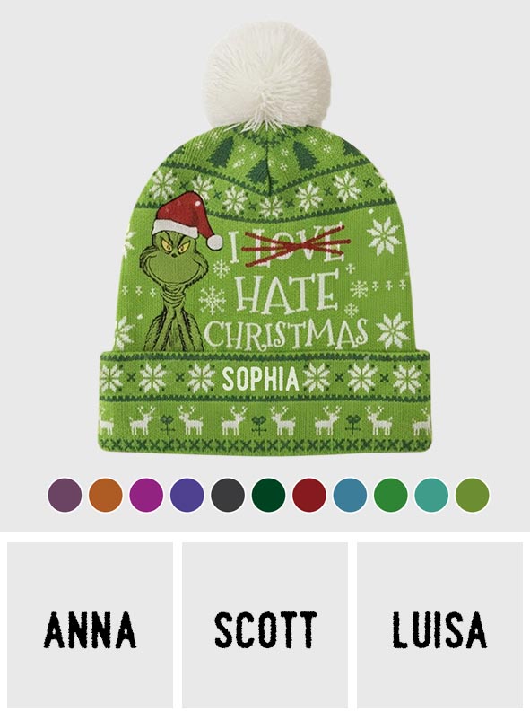 I Hate Christmas Green Monster - Personalized Stole Christmas Beanie Hat