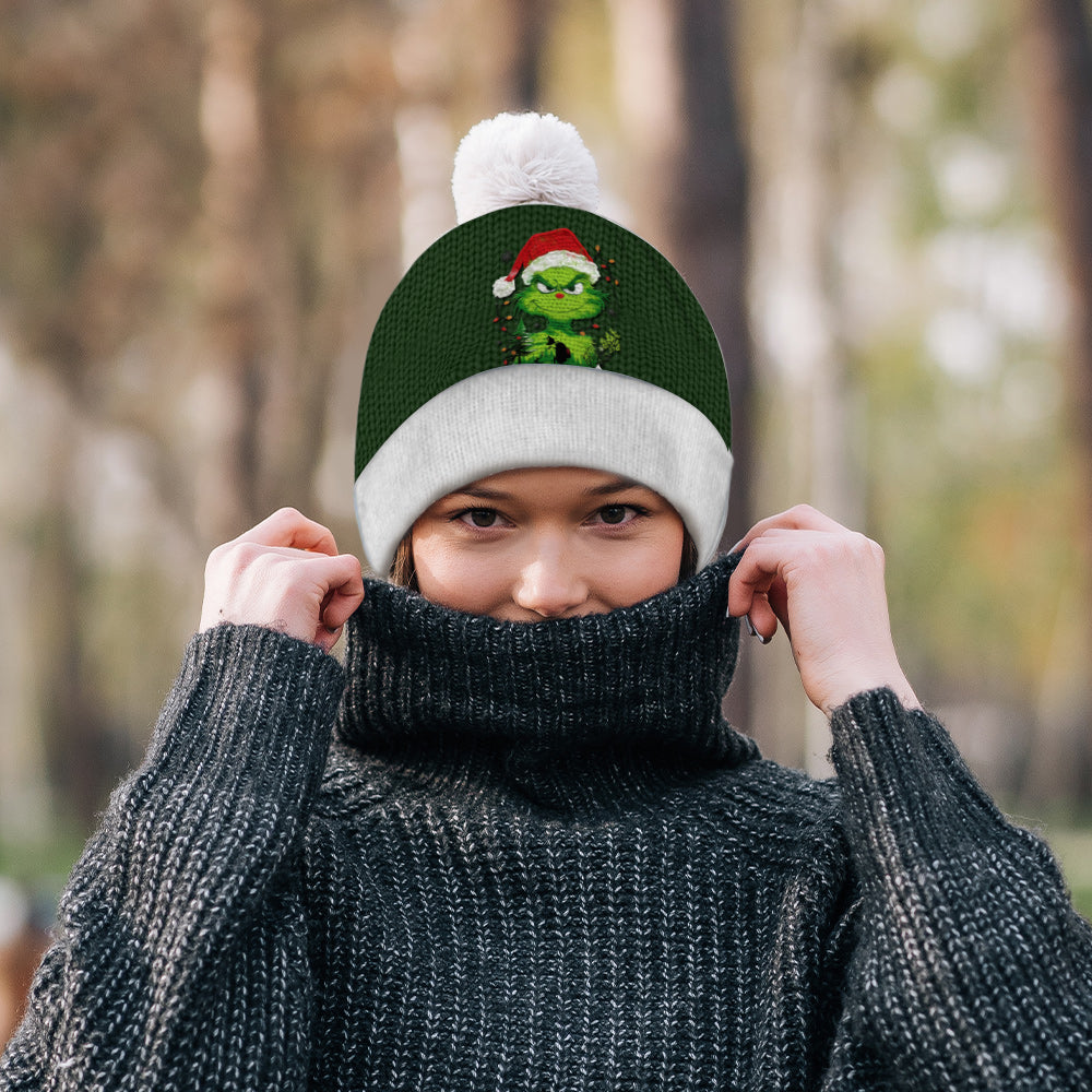 Lumière verte de Grinchmas - Bonnet de Noël personnalisé avec étole