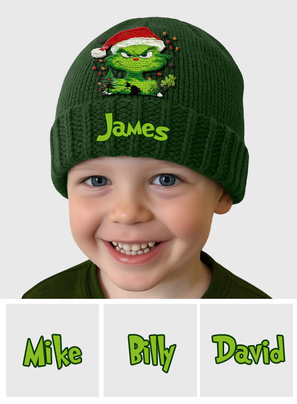 Lumière verte de Grinchmas - Bonnet de Noël personnalisé avec étole