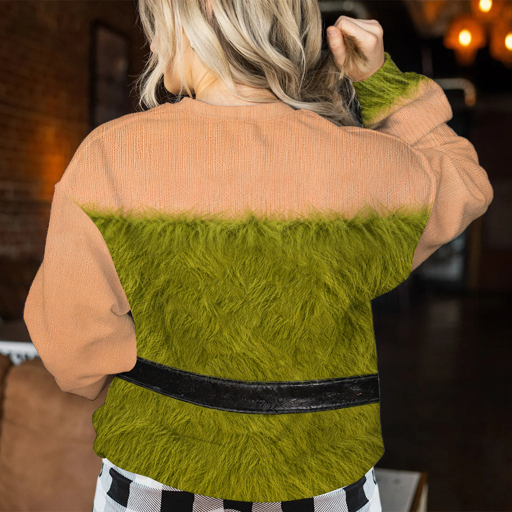 Funny Green Woman - Personalized Stole Christmas Ugly Sweater