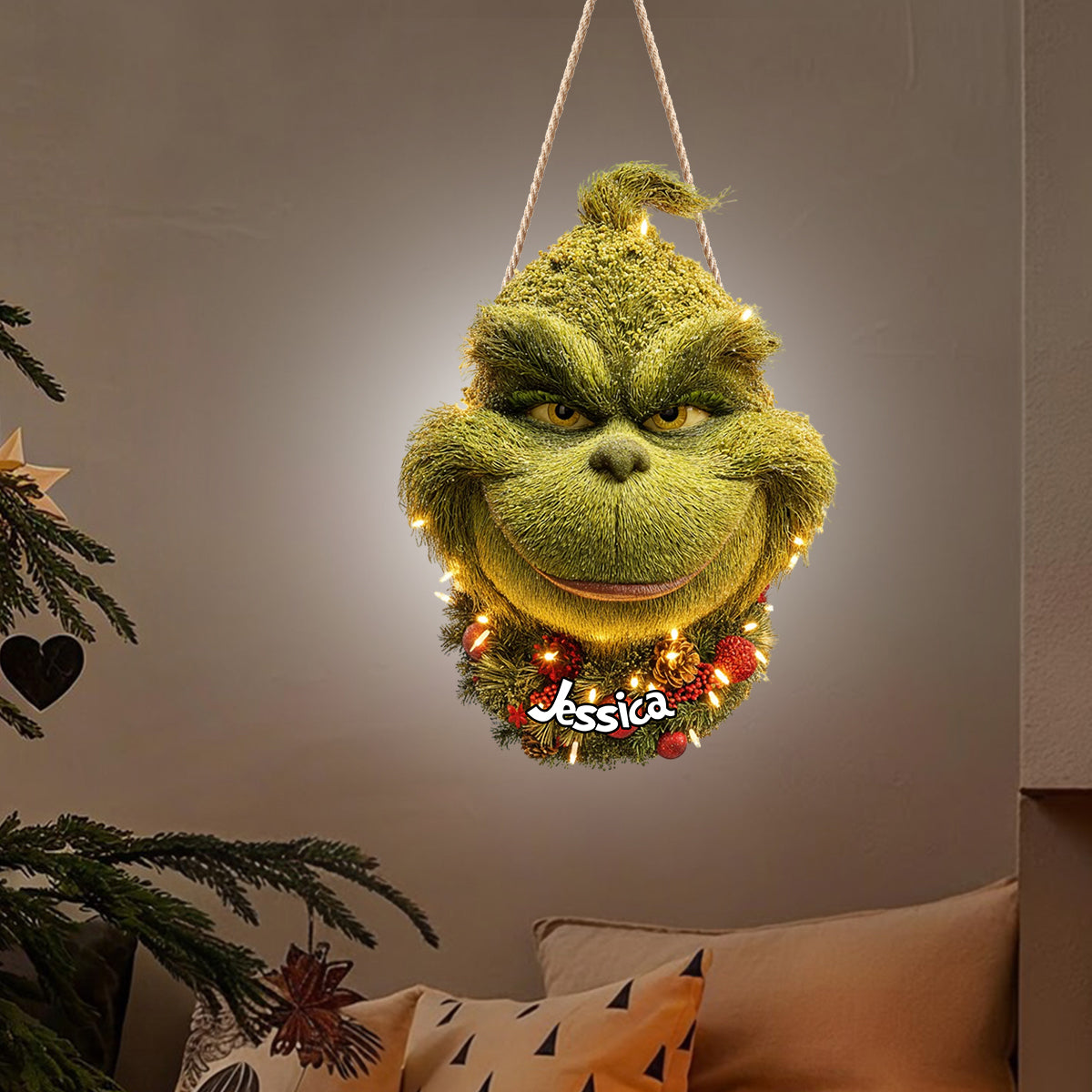 Grinchmas Wreath - Personalized Stole Christmas LED Light Acrylic Sign