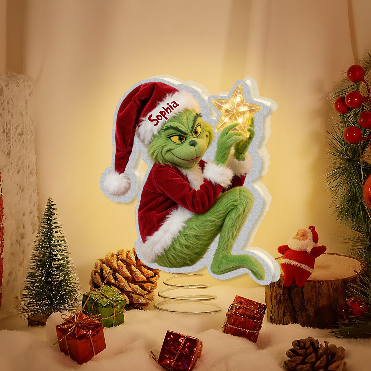 Funny Grinchmas - Personalized Stole Christmas LED Light Tree Topper