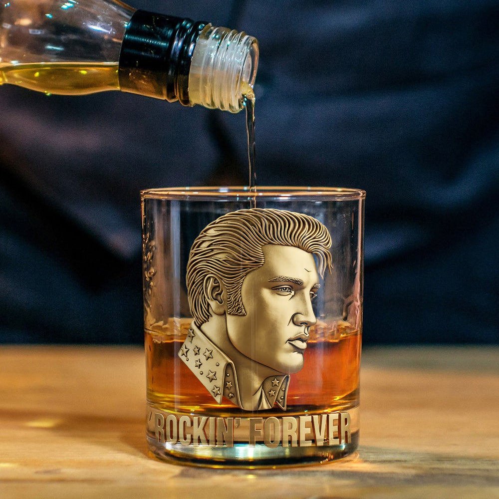 Rockin' Forever - Verre à whisky personnalisé King of Rock and Roll