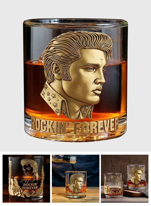 Rockin' Forever - Verre à whisky personnalisé King of Rock and Roll
