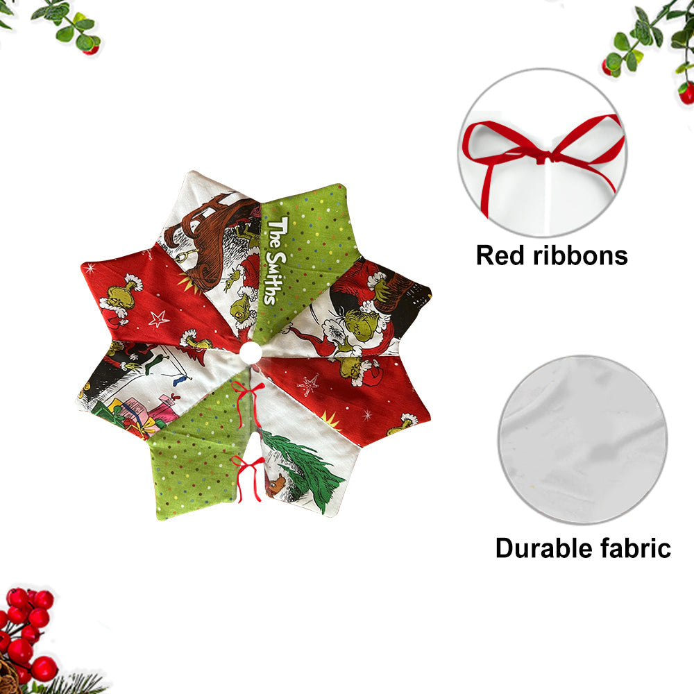Green Mischief Christmas - Personalized Stole Christmas Shaped Tree Skirt