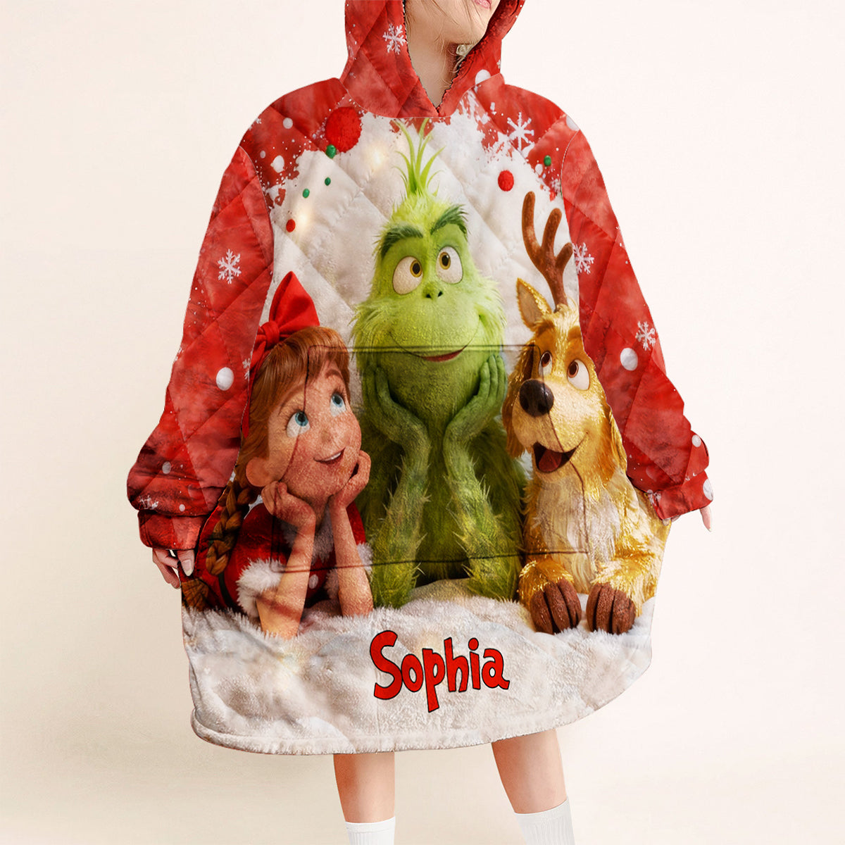 Ho Ho Ho - Personalized Stole Christmas Blanket Hoodie