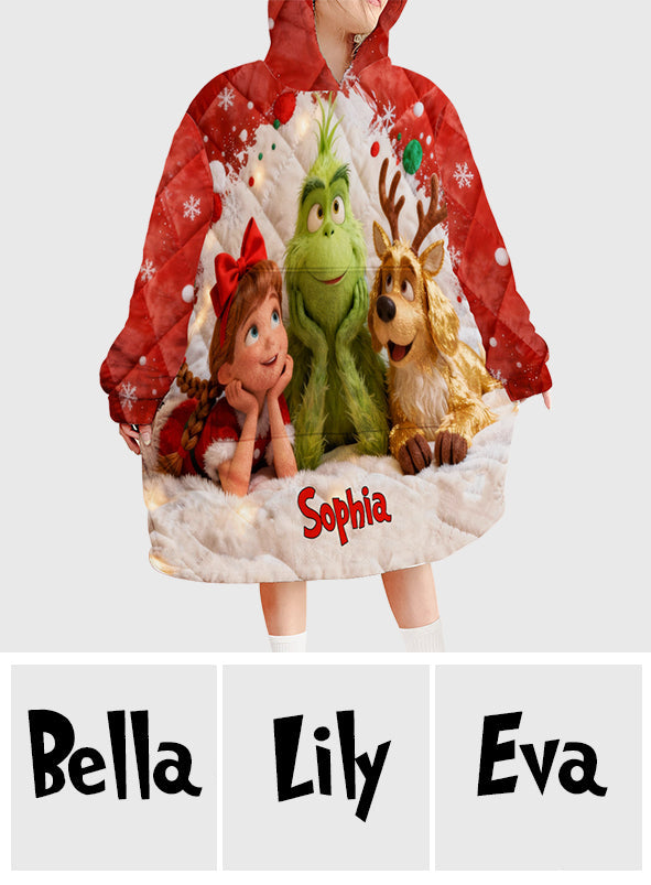 Ho Ho Ho - Personalized Stole Christmas Blanket Hoodie