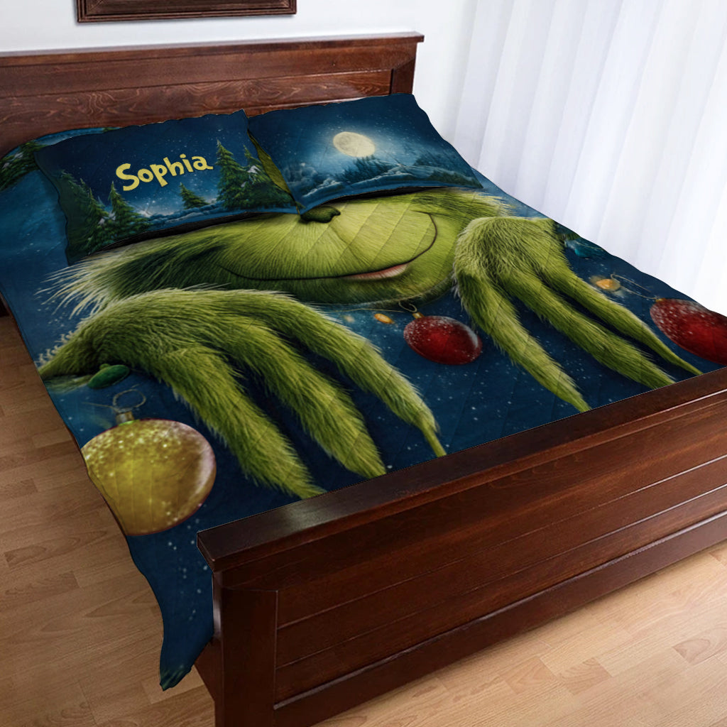 Ensemble de courtepointe et étole de Noël vert et duveteux - Personnalisé