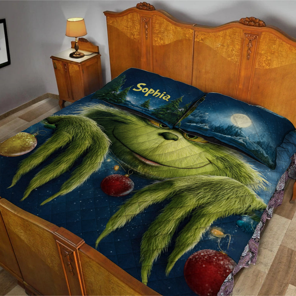 Ensemble de courtepointe et étole de Noël vert et duveteux - Personnalisé