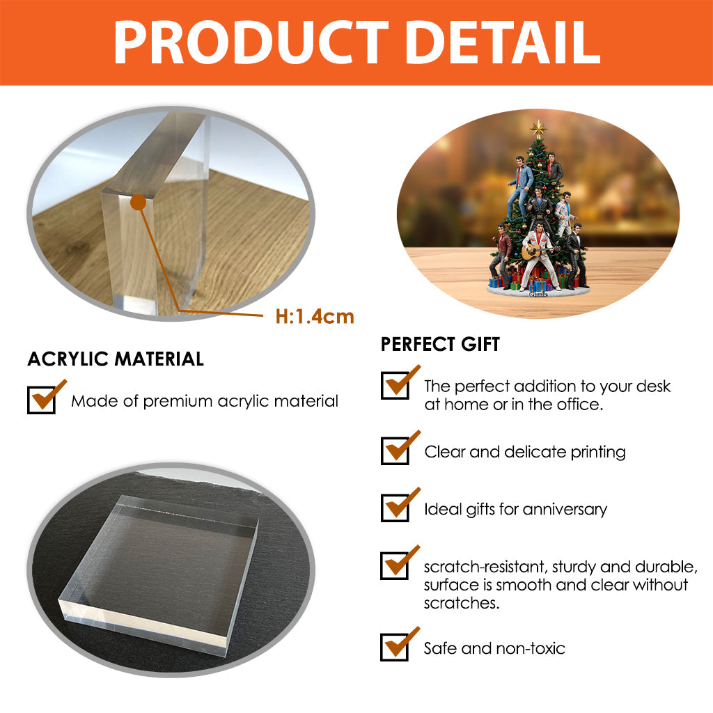 Joyeux Noël - Plaque acrylique personnalisée « Roi du Rock and Roll » en forme de pièce