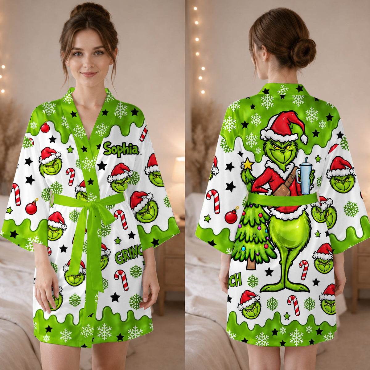 Merry Christmas - Personalized Stole Christmas Satin Robe