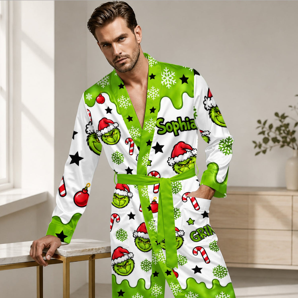 Merry Christmas - Personalized Stole Christmas Satin Robe