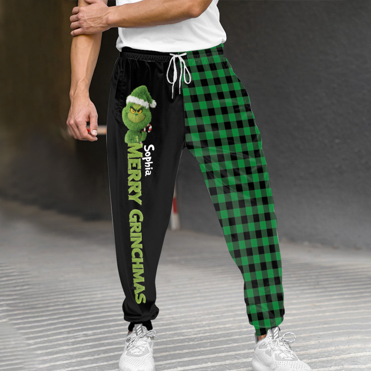 Joyeux Noël Vert - Pantalon de survêtement unisexe avec étole personnalisée