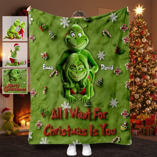 Merry Grinchmas - Personalized Stole Christmas Blanket